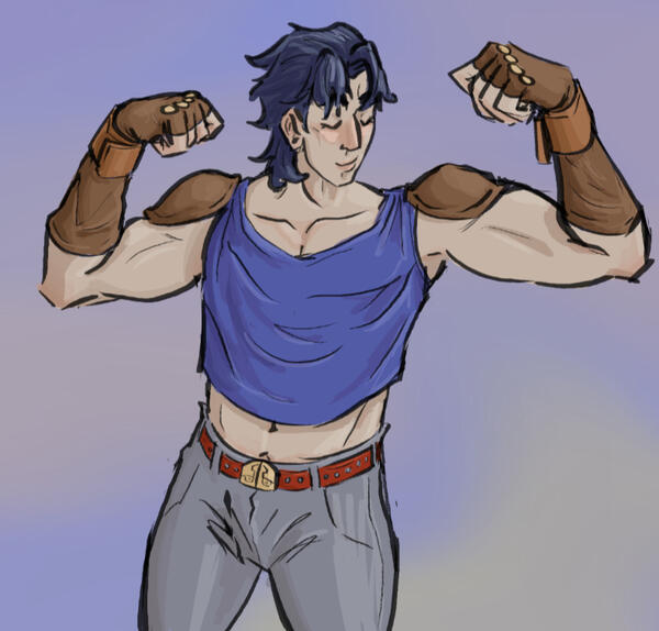 Johnathan Joestar from Jojos Bizarre Adventure (Phantom Blood) flexing.