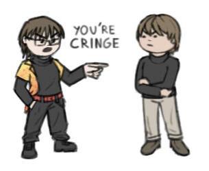 A simpler illustration of me pointing at Light Yagami from Death Note and calling him cringe.