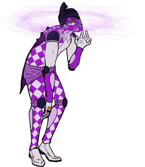 Purple Haze from Jojo's Bizarre Adventure waving at you.